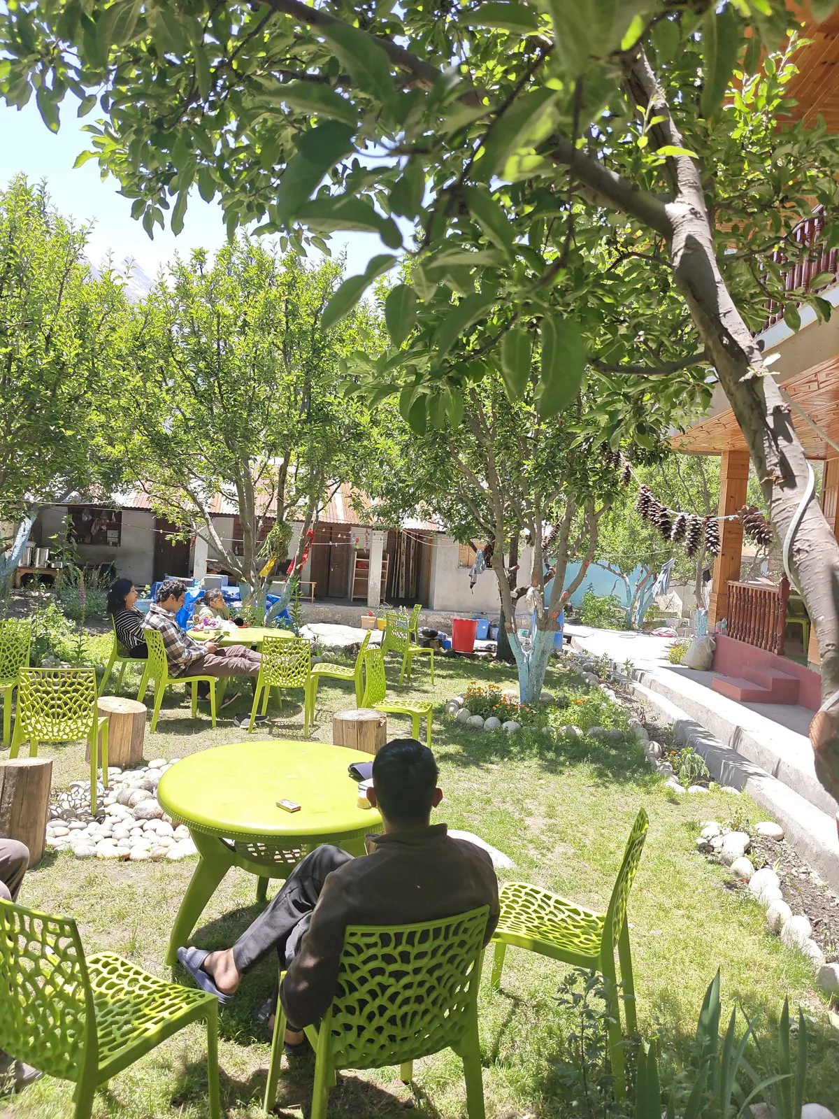 Orchard garden seating at the homestay